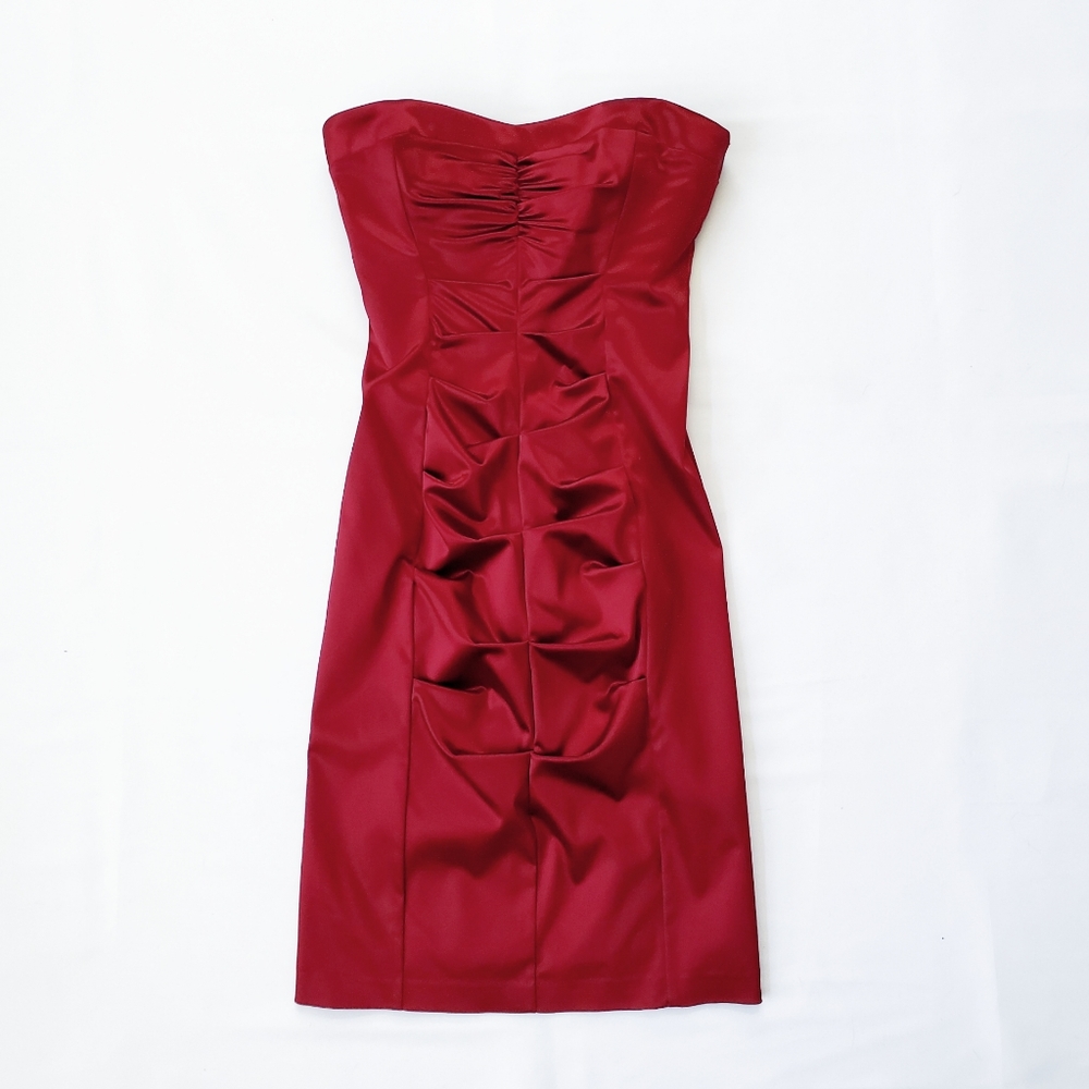 nicole miller red ruched dress Nicole Miller Linen-Blend Sheath Dress